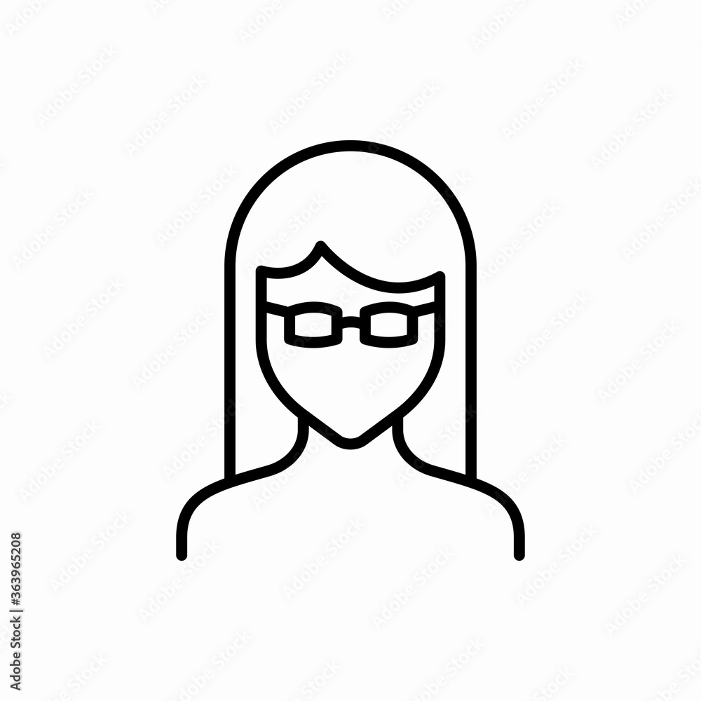Outline glasses girl icon.Glasses girl vector illustration. Symbol for web and mobile Outline glasses girl icon.Glasses girl vector illustration. Symbol for web and mobile