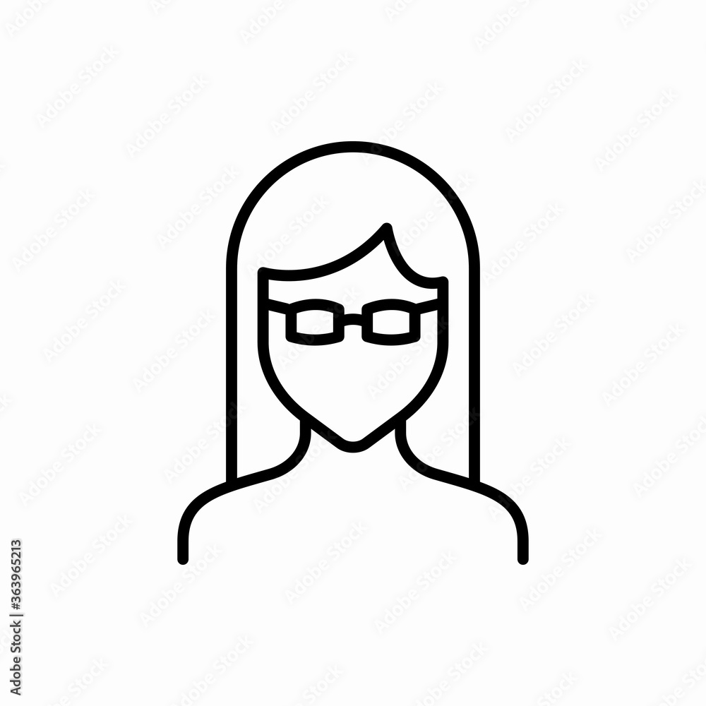 Outline glasses girl icon.Glasses girl vector illustration. Symbol for web and mobile Outline glasses girl icon.Glasses girl vector illustration. Symbol for web and mobile