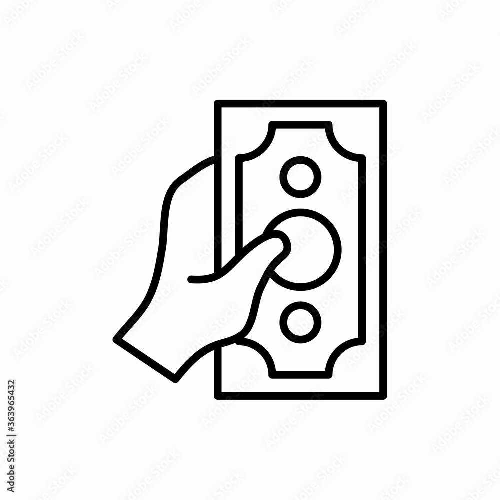 Outline hand with money icon.Hand with money vector illustration. Symbol for web and mobile Outline hand with money icon.Hand with money vector illustration. Symbol for web and mobile