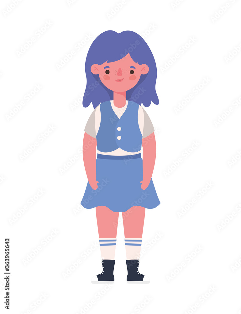 Girl kid cartoon with uniform design, Back to school eduacation class lesson theme Vector illustration Girl kid cartoon with uniform design, Back to school eduacation class lesson theme Vector illustration