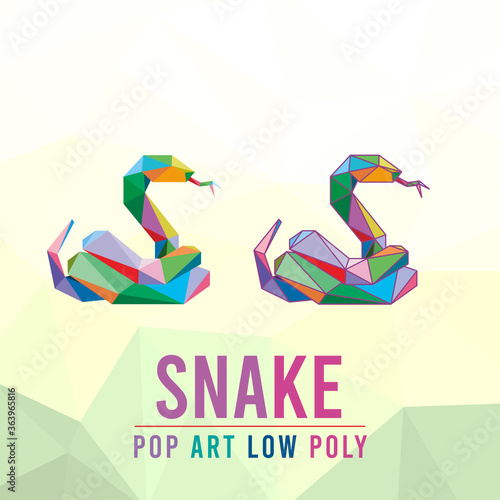 SNAKE ANIMAL PET POP ART LOW POLY LINE LOGO ICON SYMBOL. TRIANGLE GEOMETRIC POLYGON