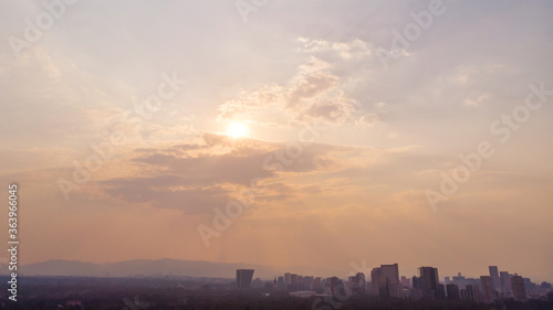 Aerial view of Mexico City from the Chapultepec forest.