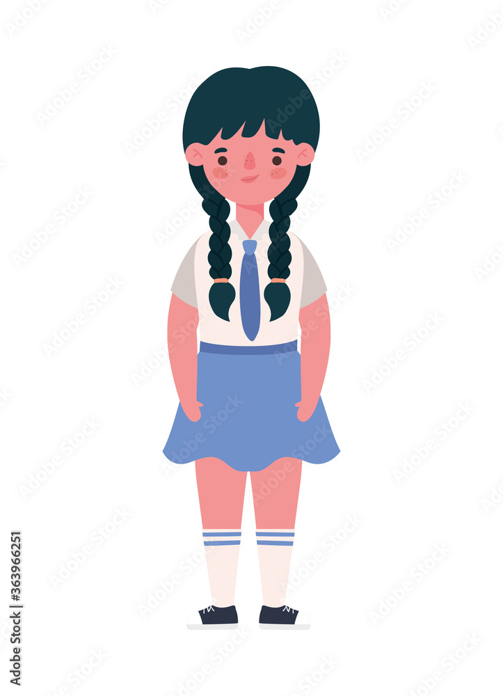 Girl kid cartoon with uniform design, Back to school eduacation class lesson theme Vector illustration Girl kid cartoon with uniform design, Back to school eduacation class lesson theme Vector illustration
