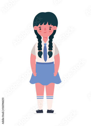 Girl kid cartoon with uniform design, Back to school eduacation class lesson theme Vector illustration photo