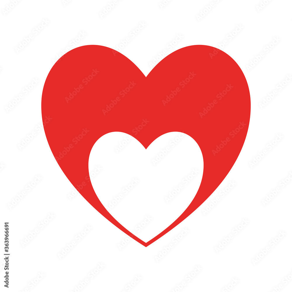 heart inside heart flat style icon design of love passion and romantic theme Vector illustration