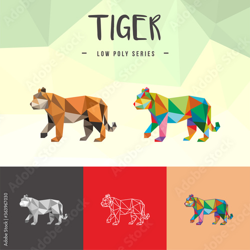 TIGER CHINESE ZODIAC ANIMALS LOW POLY LOGO ICON SYMBOL