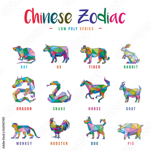 CHINESE ZODIAC ANIMALS LOW POLY