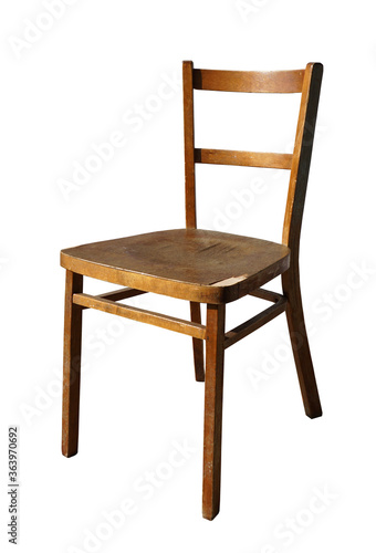 Wallpaper Mural wooden old brown chair on white background Torontodigital.ca