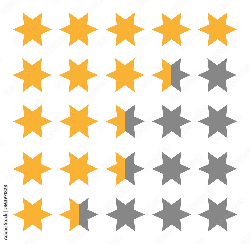 Fototapeta premium Rating stars of 5 rate review vector web ranking icons