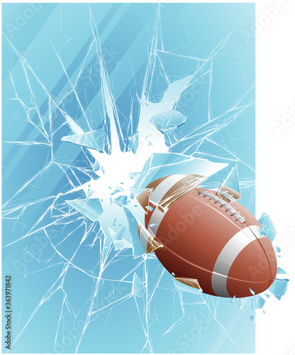 Football ball and broken glass