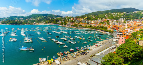 The harbour and town of Lerici, Italy basks in the summer sunshine