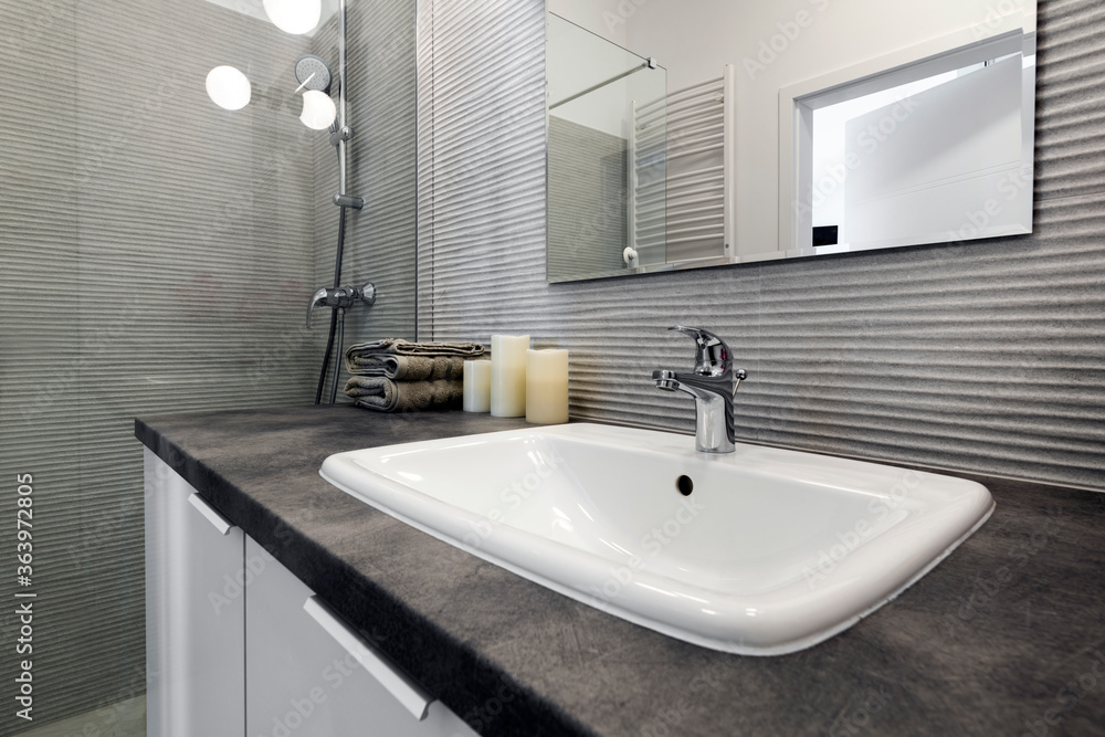 Modern small bathroom in stylish apartment Modern small bathroom in stylish apartment