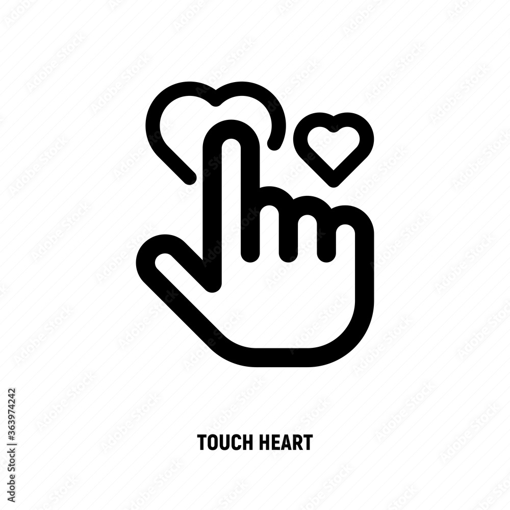 Human hand is pushing on heart, love symbol for wedding, valentine's day. Hand gesture. Thin line vector illustration. Human hand is pushing on heart, love symbol for wedding, valentine's day. Hand gesture. Thin line vector illustration.