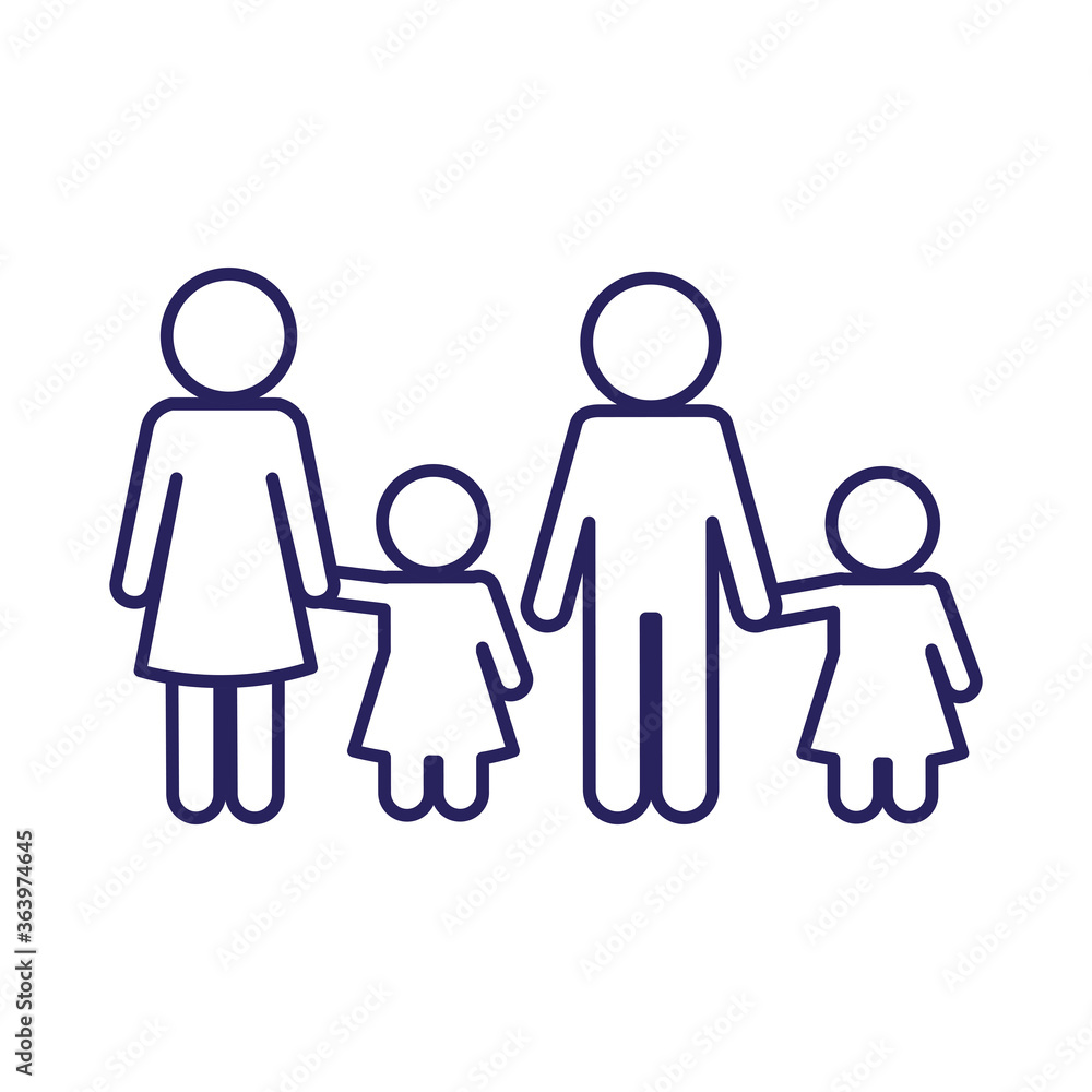Mother father son and daughter avatar line style icon design, Family relationship and generation theme Vector illustration Mother father son and daughter avatar line style icon design, Family relationship and generation theme Vector illustration