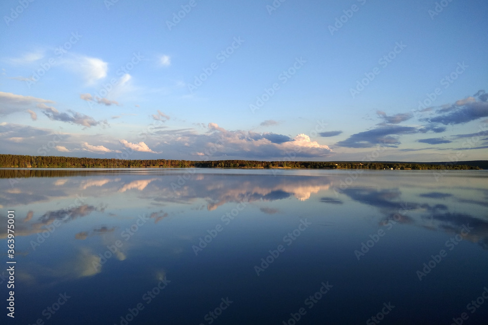 Obraz premium Pechenihy Reservoir near Verkhniy Saltiv village in Kharkov oblast, Eastern Ukraine. It was built to supply water to the city of Kharkiv.