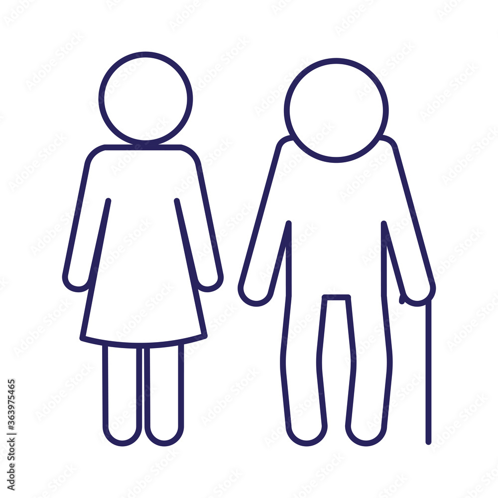 grandfather and daughter avatar line style icon design, Family relationship and generation theme Vector illustration grandfather and daughter avatar line style icon design, Family relationship and generation theme Vector illustration