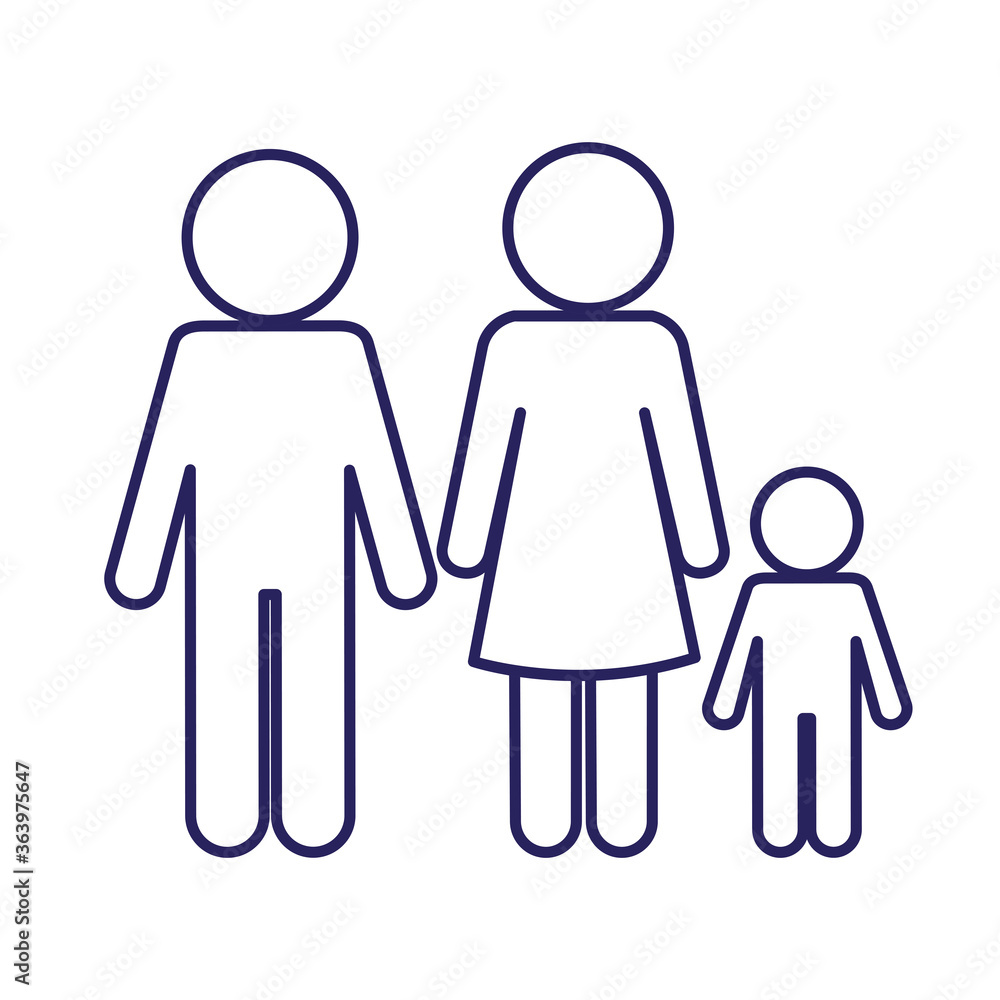 Mother father and son avatar line style icon design, Family relationship and generation theme Vector illustration Mother father and son avatar line style icon design, Family relationship and generation theme Vector illustration