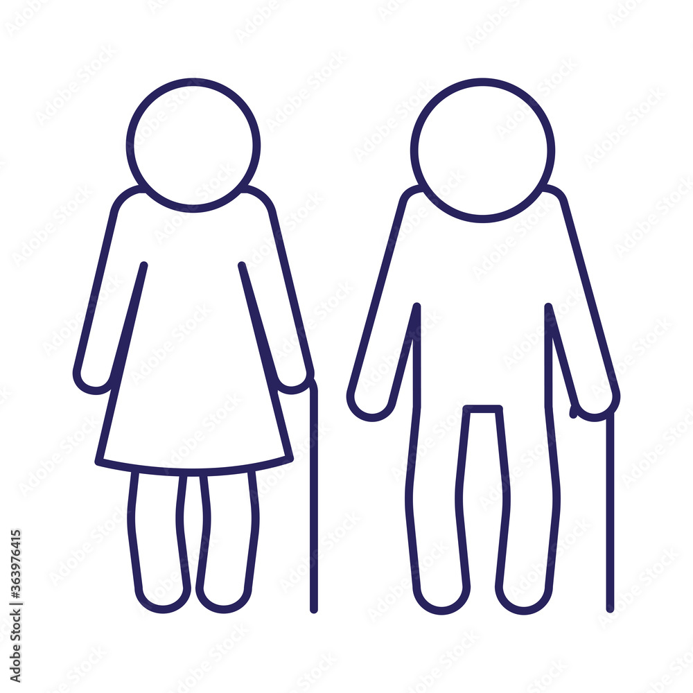 Grandmother and grandfather avatar line style icon design, Old woman man female male person mother father and grandparents theme Vector illustration Grandmother and grandfather avatar line style icon design, Old woman man female male person mother father and grandparents theme Vector illustration