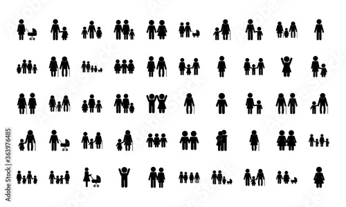 avatars silhouette style icon set design, Family relationship and generation theme Vector illustration