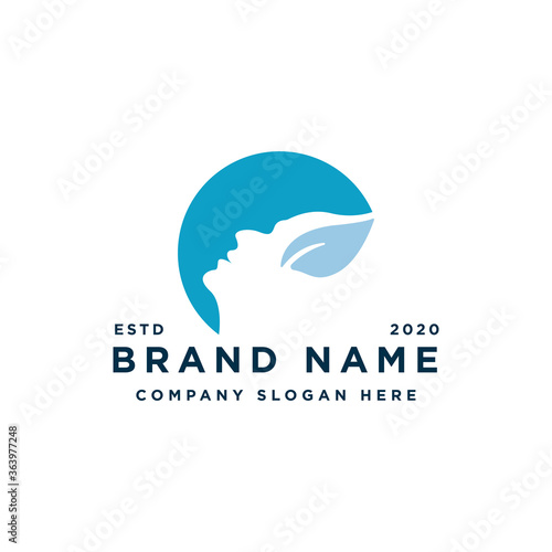nature face with leaf icon logo design vector illustration