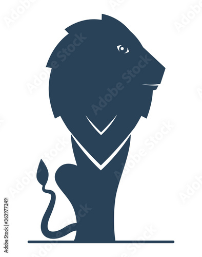 The dark blue zodiac sign Leo depicting Lion. Illustration of an astrology sign. Vector icon