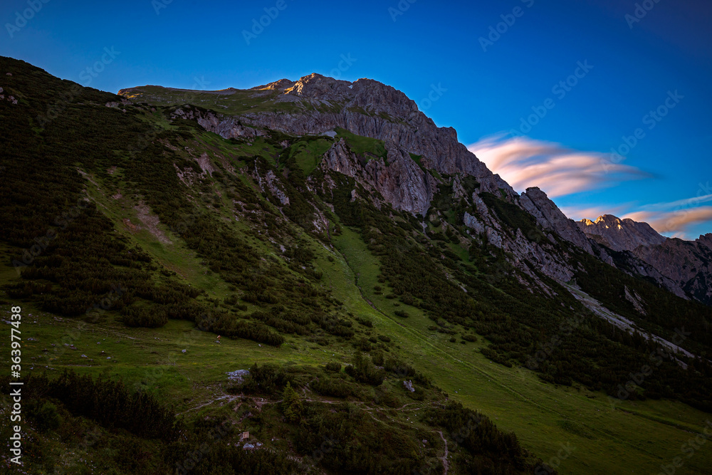 Naklejka premium mountain landscape in the morning.hahntennjoch 2020.