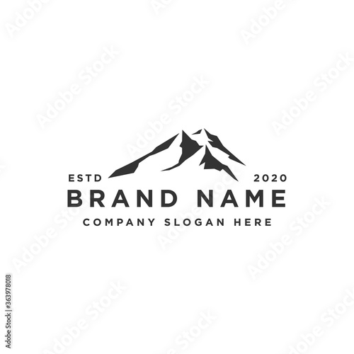 simple bold landscape mountain logo design vector illustration