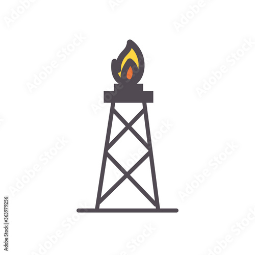 flame tower line and fill style icon vector design