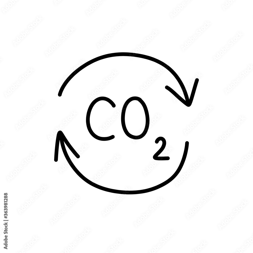 carbon dioxide doodle icon, vector line illustration Stock Vector ...