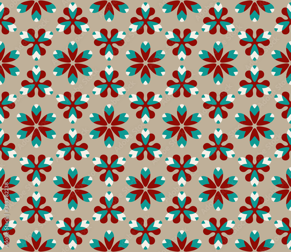 Seamless pattern with Folk Motifs in 4 colors Seamless pattern with Folk Motifs in 4 colors
