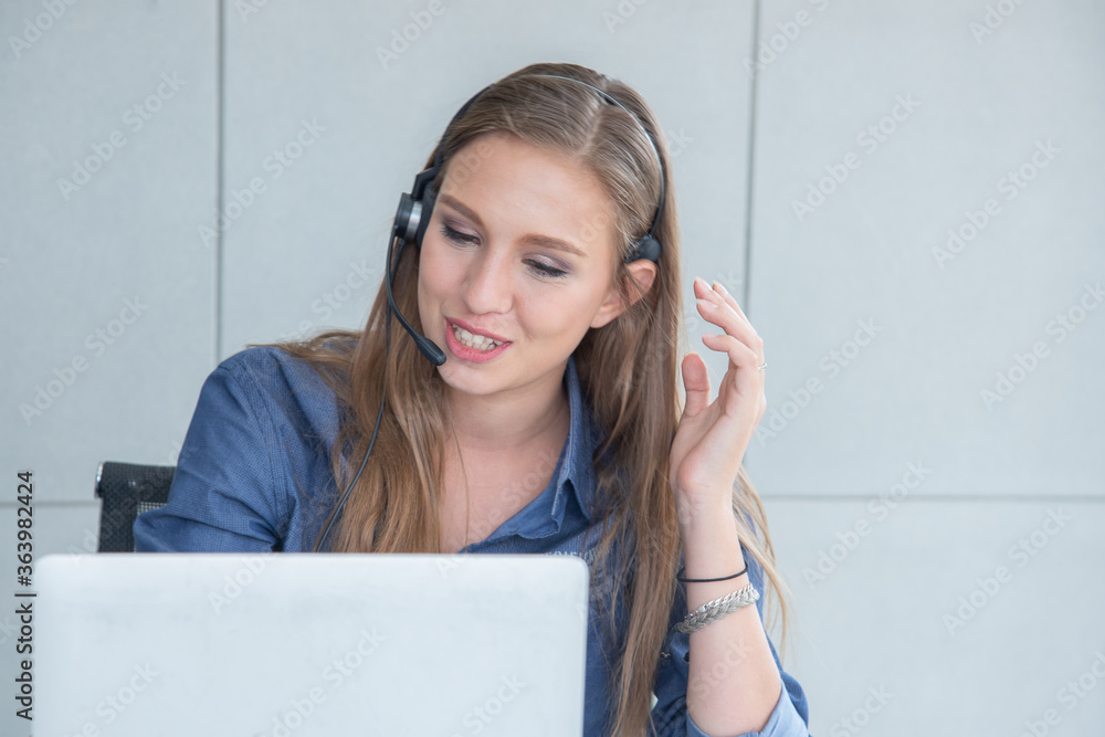 woman Call center service customer support or sales agent give advice and help solve problems for customers woman Call center service customer support or sales agent give advice and help solve problems for customers