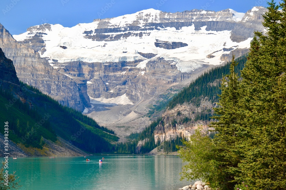 Beautiful blue Lake Louise in the Canadian Rockies, Alberta Canada