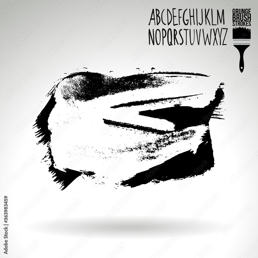 Black brush stroke and texture. Grunge vector abstract hand - painted element. Underline and border design.
Black brush stroke and texture. Grunge vector abstract hand - painted element. Underline and border design.