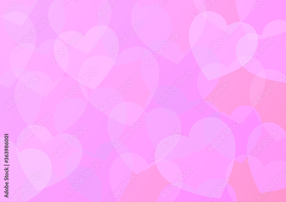 pink hearts on pink background for Happy Valentine's Day, greeting card design, love concept, vector illustration