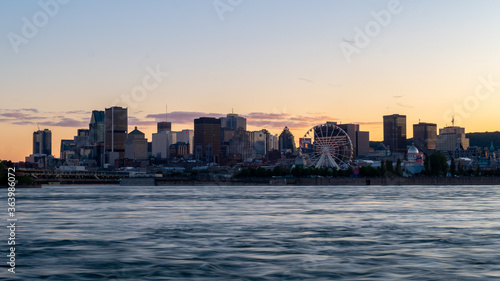 Montreal, Canada - june 2020 : evening view of Montreal's city skyline, as seen from Saint Helen island