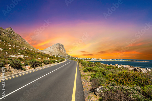 Winding beach side road in Betty's Bay Cape Town photo