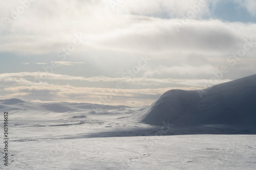 Dovrefjell National Park in winter. Winter landscape, norway. Scandinavian mountain range © andrei