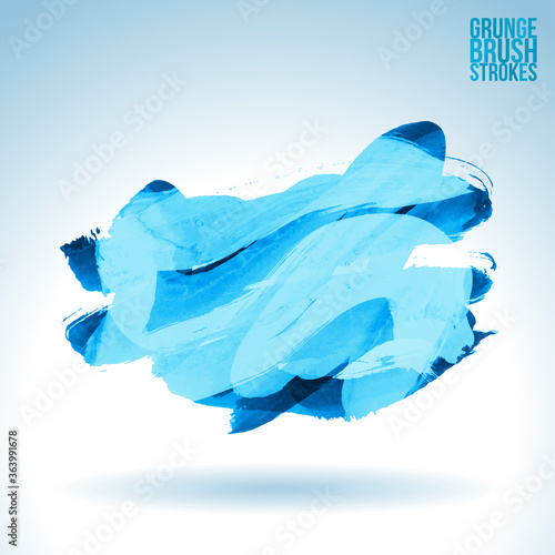  Blue brush stroke and texture. Grunge vector abstract hand - painted element. Underline and border design.