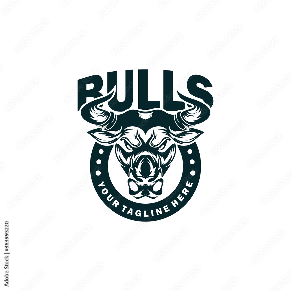 Bull head mascot. Vector illustration for use as print, poster, sticker, logo, tattoo, emblem and other. Bull head mascot. Vector illustration for use as print, poster, sticker, logo, tattoo, emblem and other.
