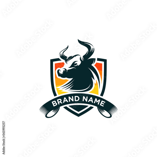 Bull head mascot. Vector illustration for use as print, poster, sticker, logo, tattoo, emblem and other.