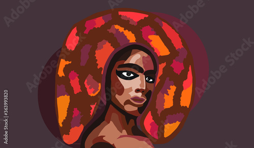 african woman with a traditional turban, vector illustration