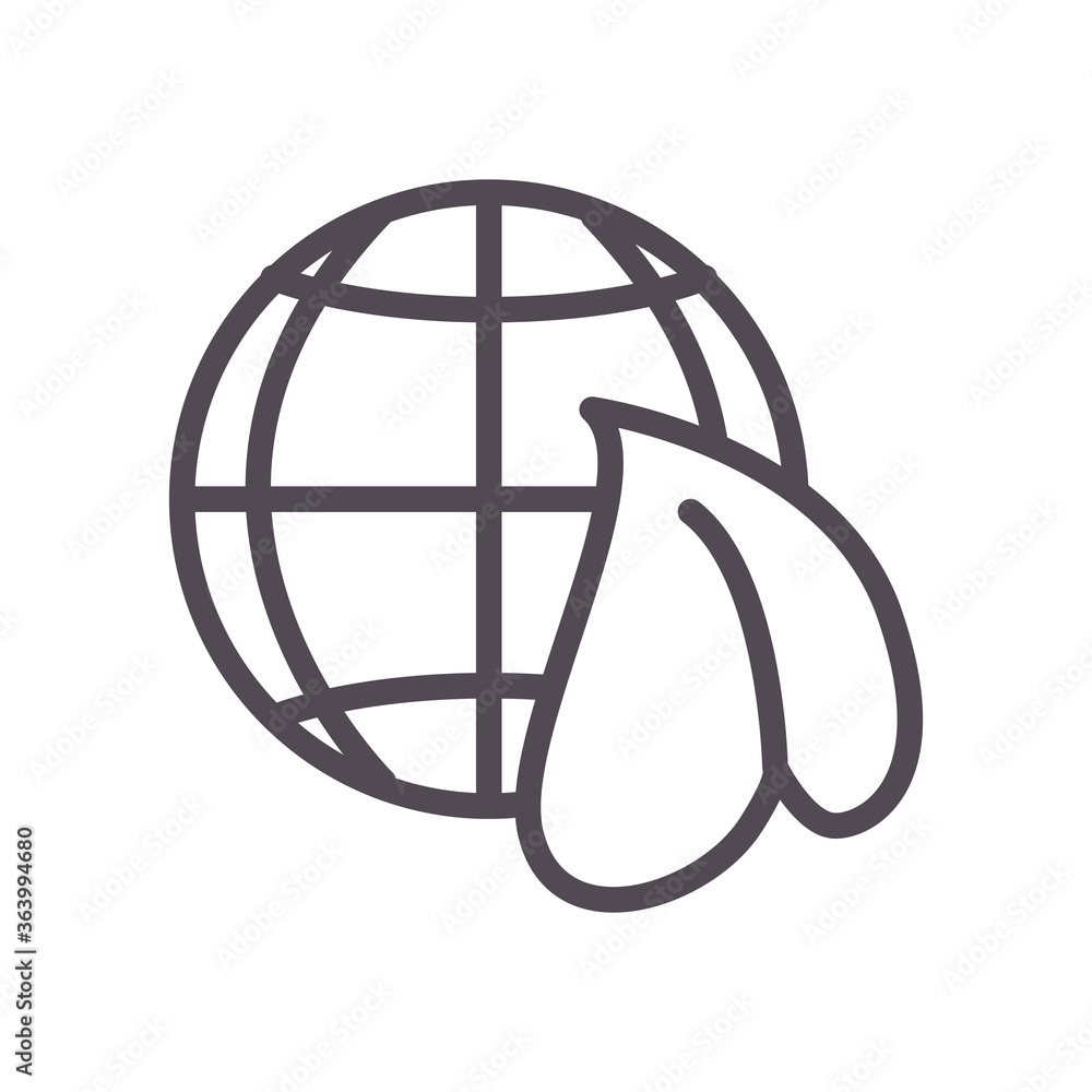 Global sphere with leaf line style icon vector design Global sphere with leaf line style icon vector design