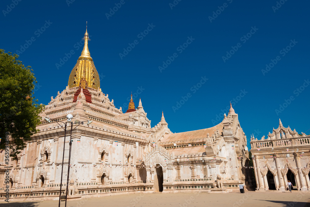 Ananda Temple at Bagan Archaeological Area and Monuments. a famous Buddhist ruins in Bagan, Mandalay Region, Myanmar.