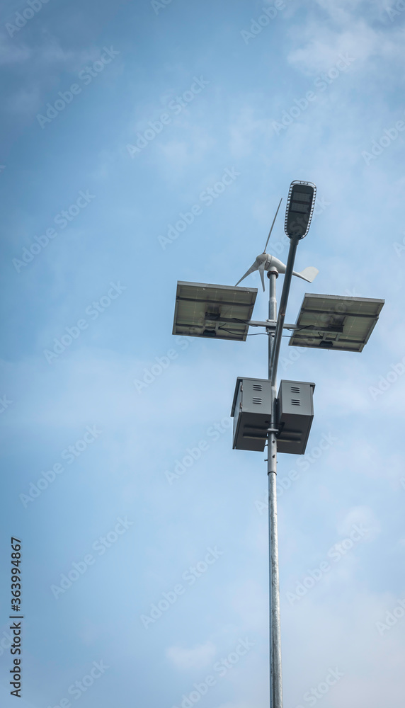 it is a solar system lighting pole which installed for lighting on the road use for sustainable concept, clean energy, renewable power. it is a solar system lighting pole which installed for lighting on the road use for sustainable concept, clean energy, renewable power.