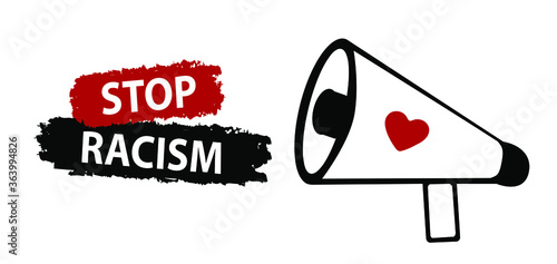 Stop Racism Sign, Protest Art, Vector Illustration