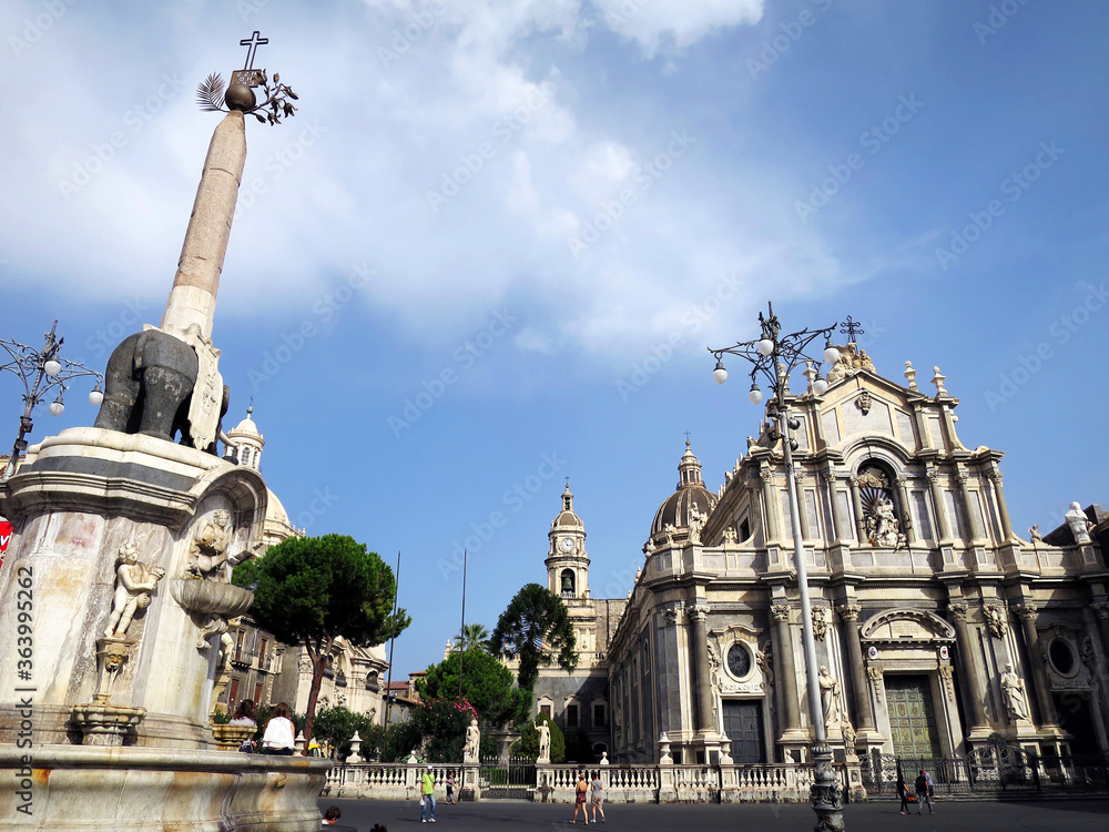 Catania Cathedral and the Plaza del Duomo in Catania, Sicily, ITALY