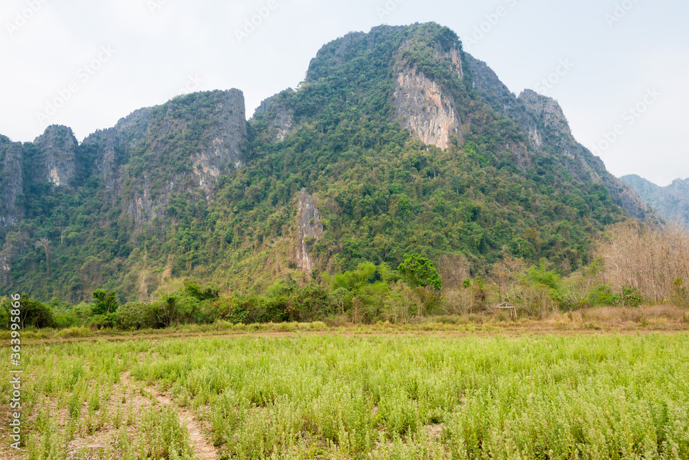 Nature image of Vang Vieng. a famous Landscape in Vang Vieng, Vientiane Province, Laos.