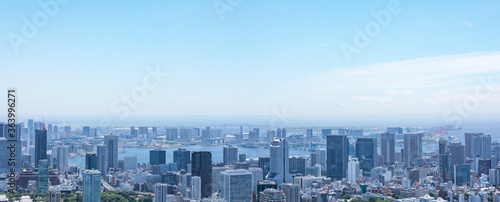 (東京都-風景パノラマ)青空とお台場方面風景４