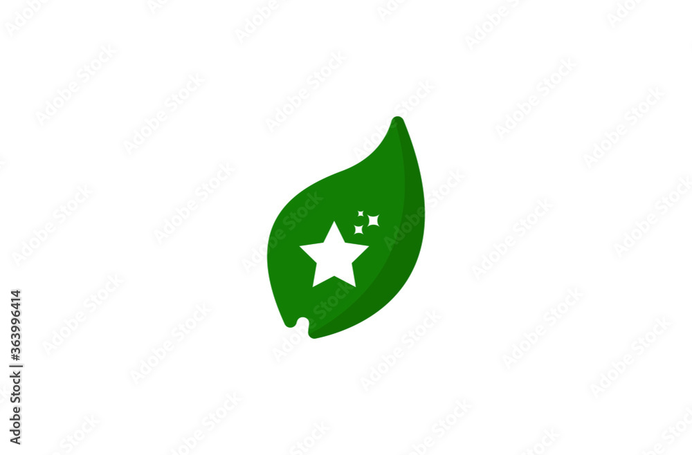 Amazing Combination Logo Star and Leaf Vector Amazing Combination Logo Star and Leaf Vector
