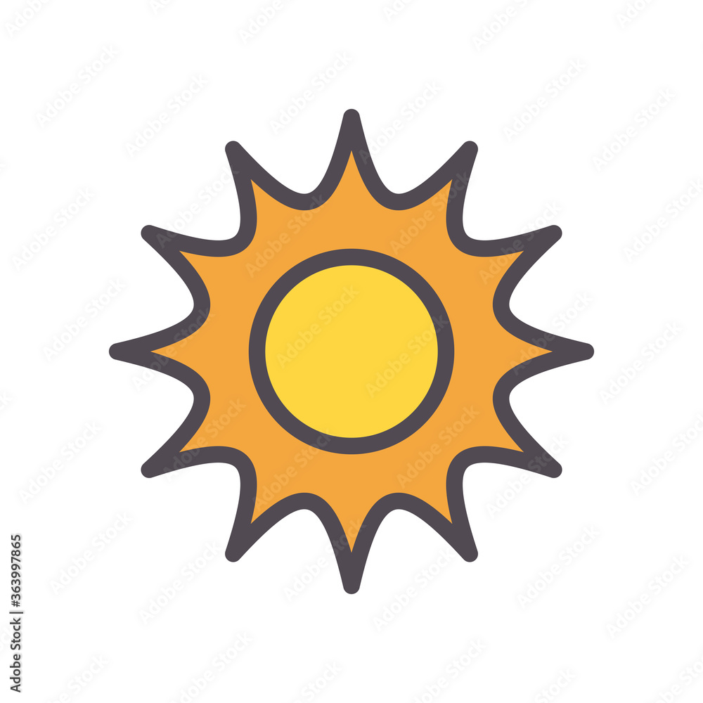 sun line and fill style icon vector design sun line and fill style icon vector design